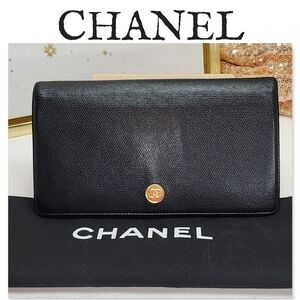 Authentic Chanel Bifold Caviar Calfskin Leather Wallet with Dust Bag